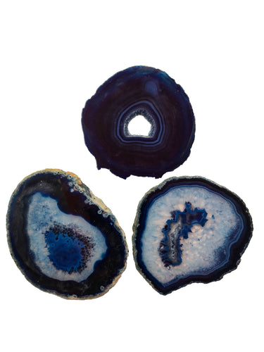 3 pieces Blue Agate Slice Size *3-Oddball Crystals