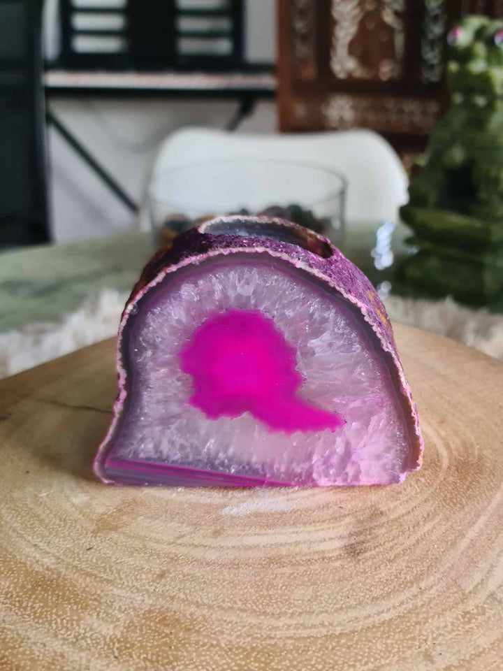 Agate Candle Holder - Pink-Oddball Crystals