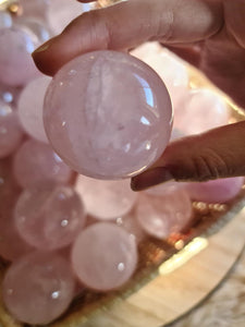 Rose Quartz Spheres 3 Piece-Oddball Crystals
